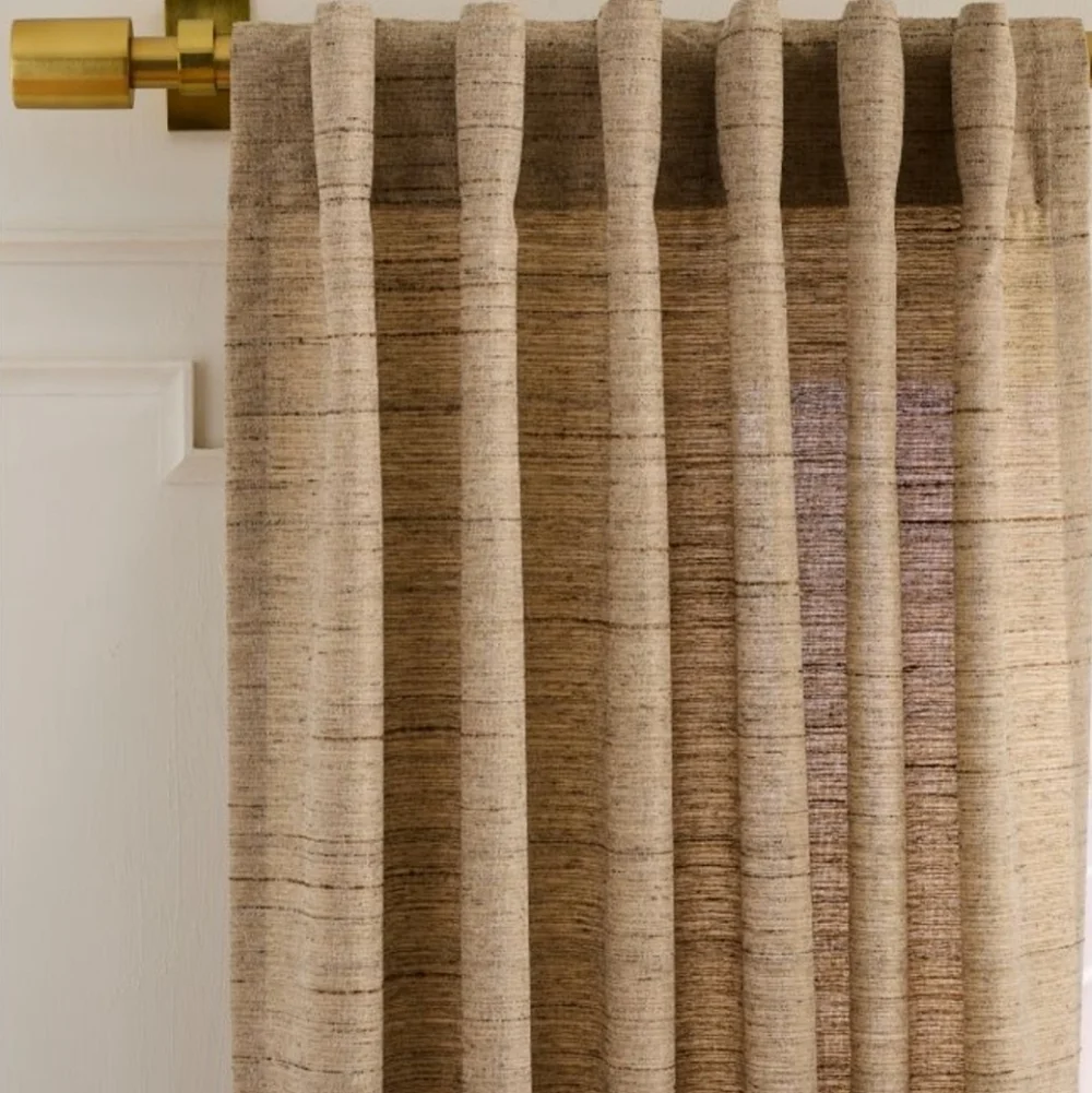 ❤️BUY 2 GET 1 FREE West Elm Astor Faux Silk Texture Curtain,Gray, Retail $109.00